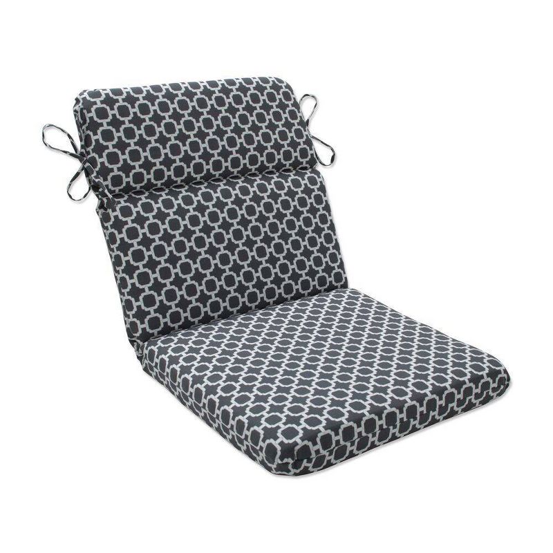 Outdoor/Indoor Rounded Chair Pad Hockley Charcoal Gray - Pillow Perfect