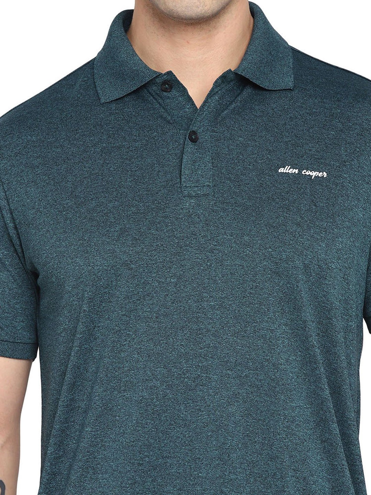 Allen cooper Teal Regular fit Polo T-Shirt