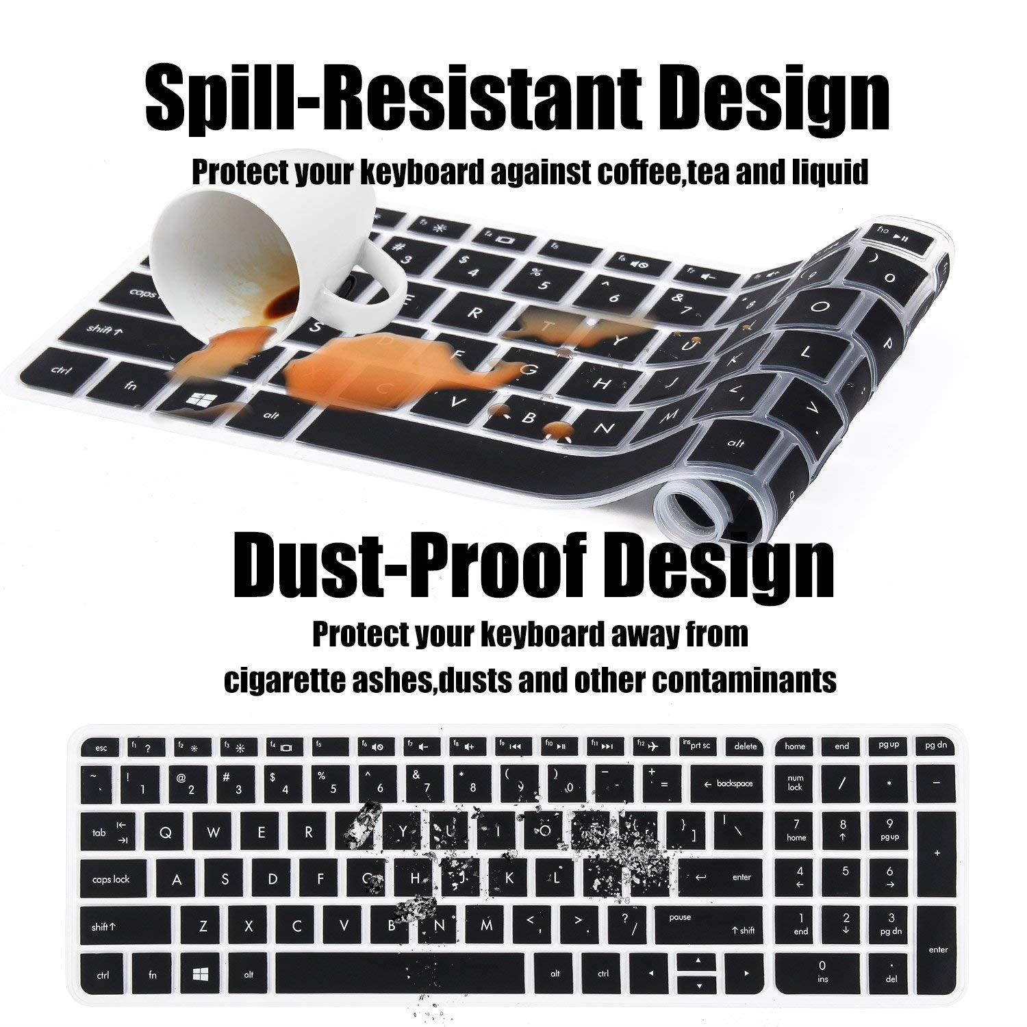 Keyboard Cover for HP Pavilion 17 17t, HP OMEN 17, HP ENVY 17 17t, HP ENVY m7-n m7-u 17t-n 17-s, 17.3" HP Laptop Keyboard Protective Skin, Black