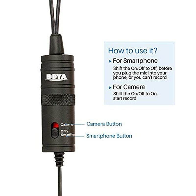 BYM1DM Dual Lavalier Universal Microphone with a Single 18 Stereo Connector for Smartphones DSLR Camears Camcorders