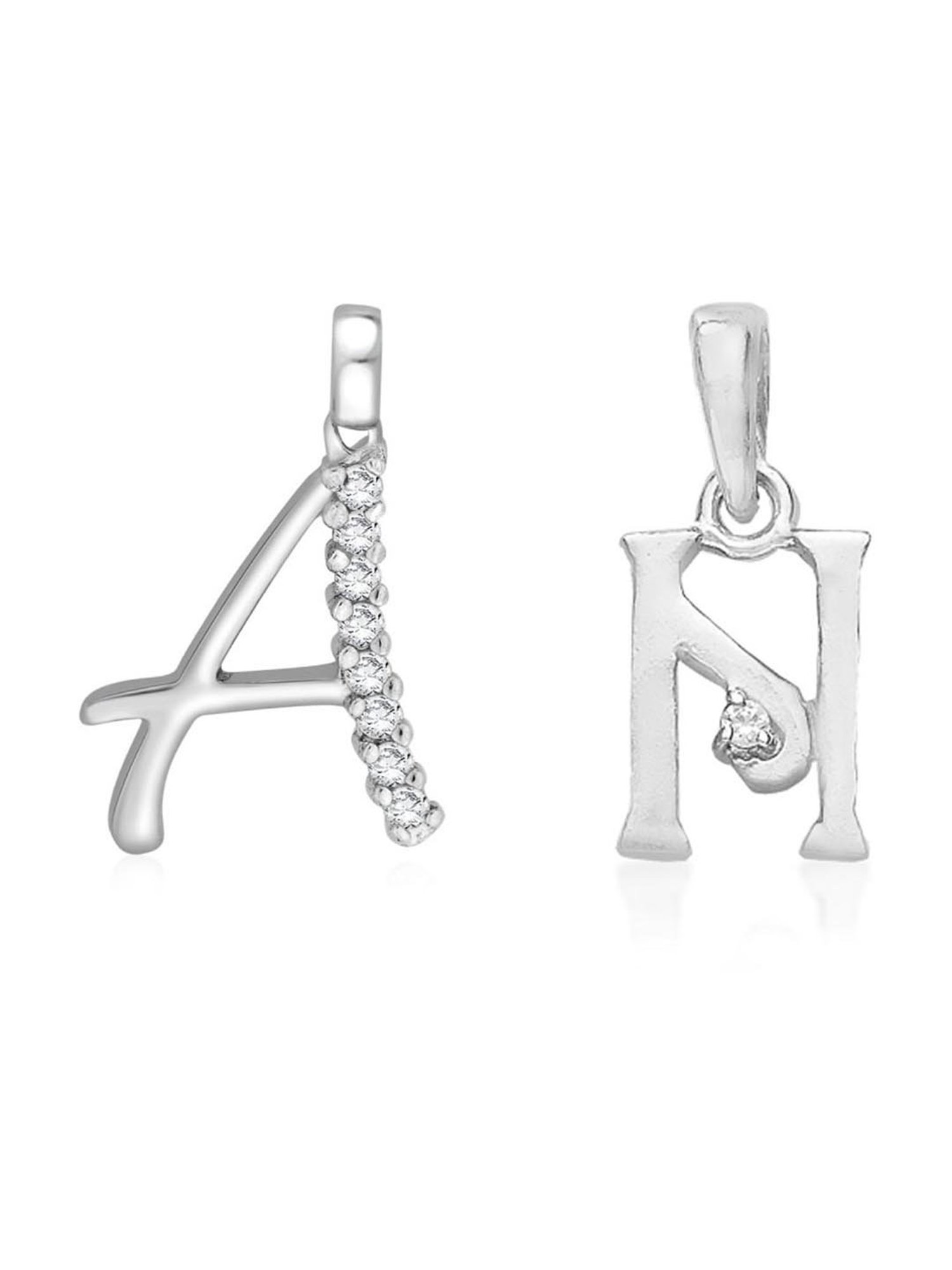 Taraash 92.5 Sterling Silver 'A' & 'N' Initial Letter Couple Pendants