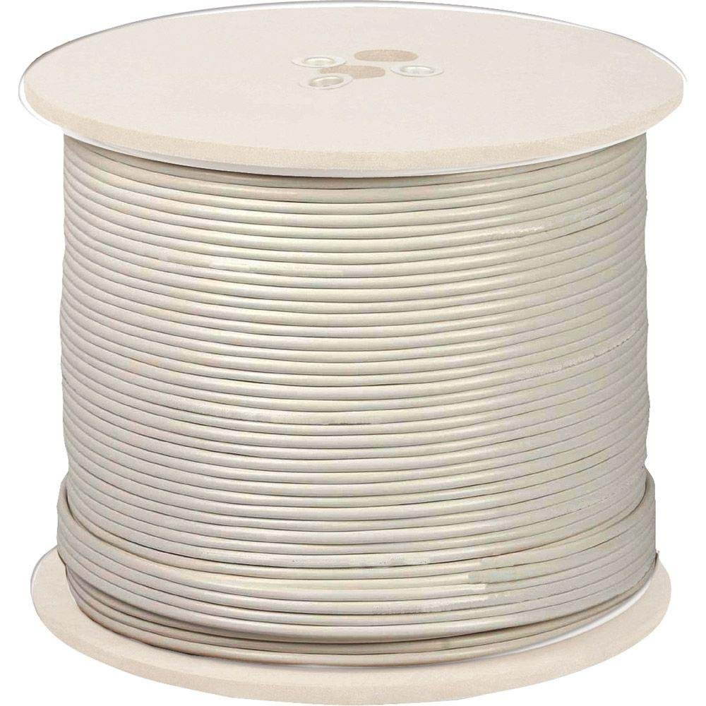 Fivestar Coaxial Cable UL Listed RG6 18AWG , Quad Shielded, White, Spool, 1000 ft Polyvinyl Chloride jacket