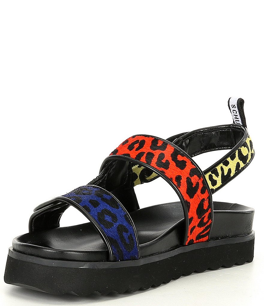 Schutz Zaha Leopard Print Haircalf Platform Sandals