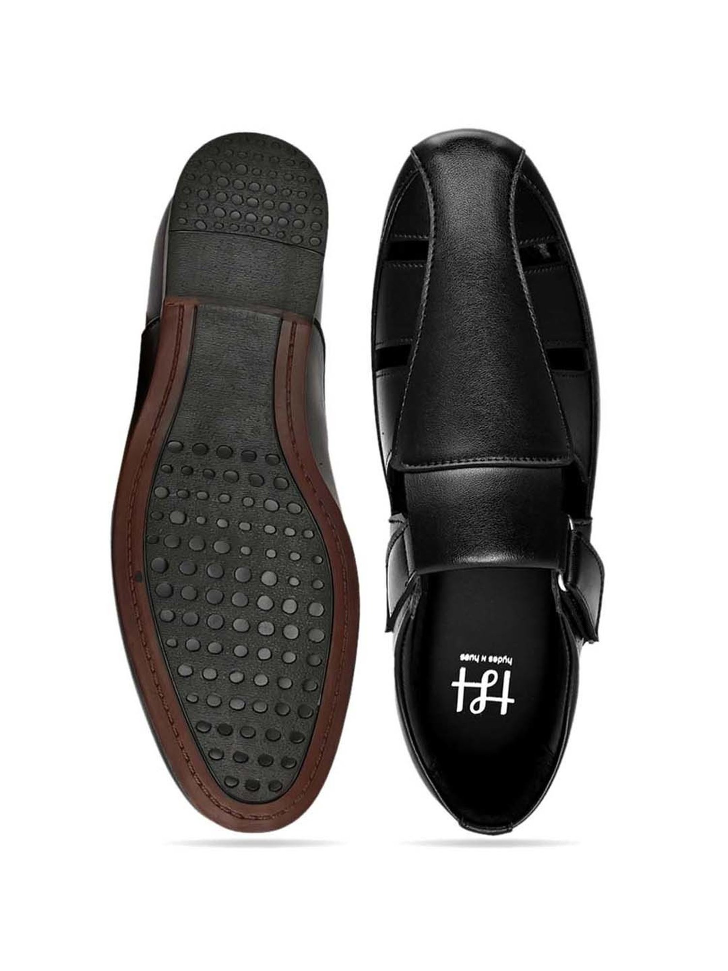 Hydes N Hues Men's Jet Black Fisherman Sandals