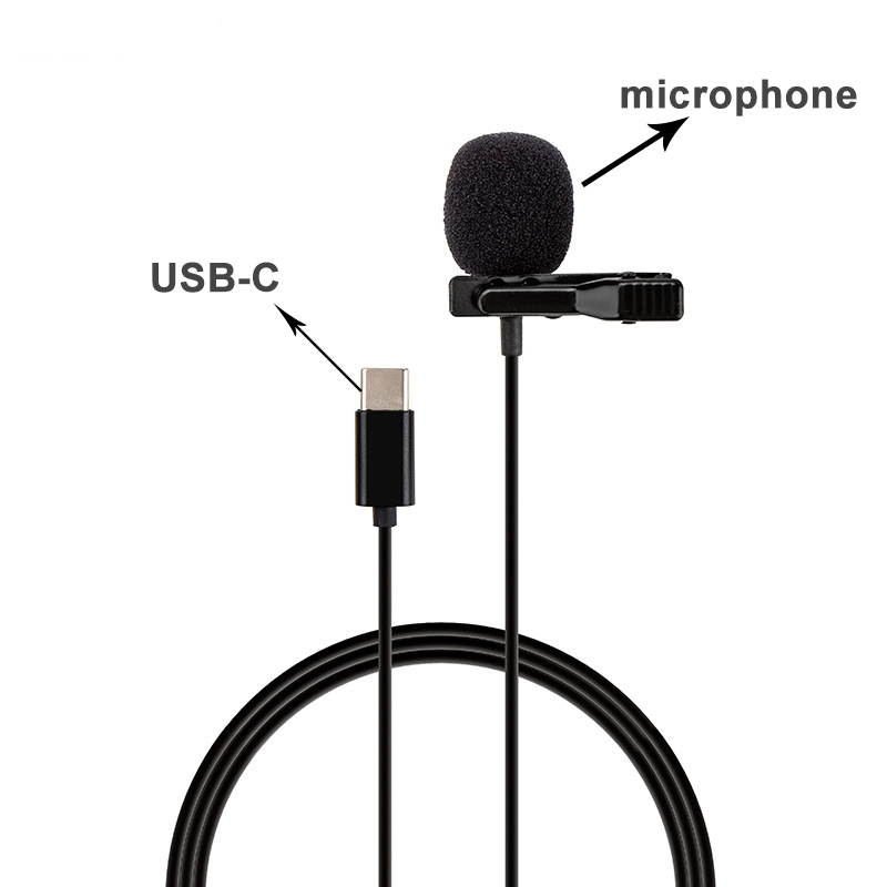 Multifunctional Loudspeaker Lavalier Clip/Lapel Clip Omnidirectional Condenser Microphone Wired Microphone is Suitable for Type-C Port Equipment