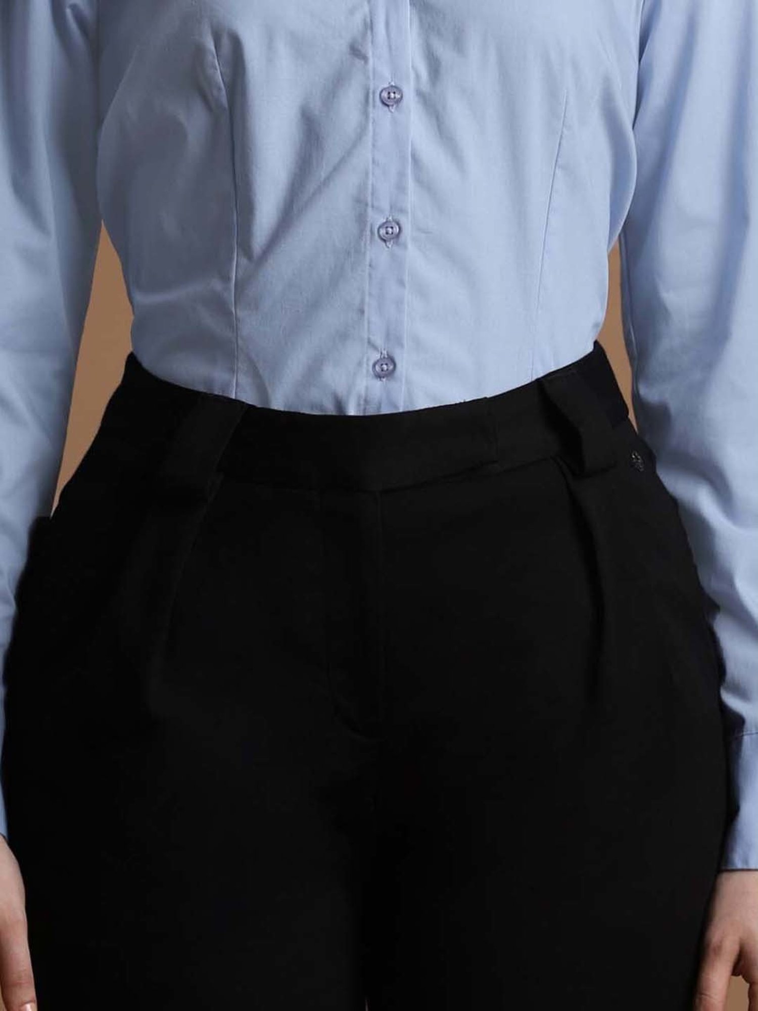 Allen Solly Black Mid Rise Formal Trousers