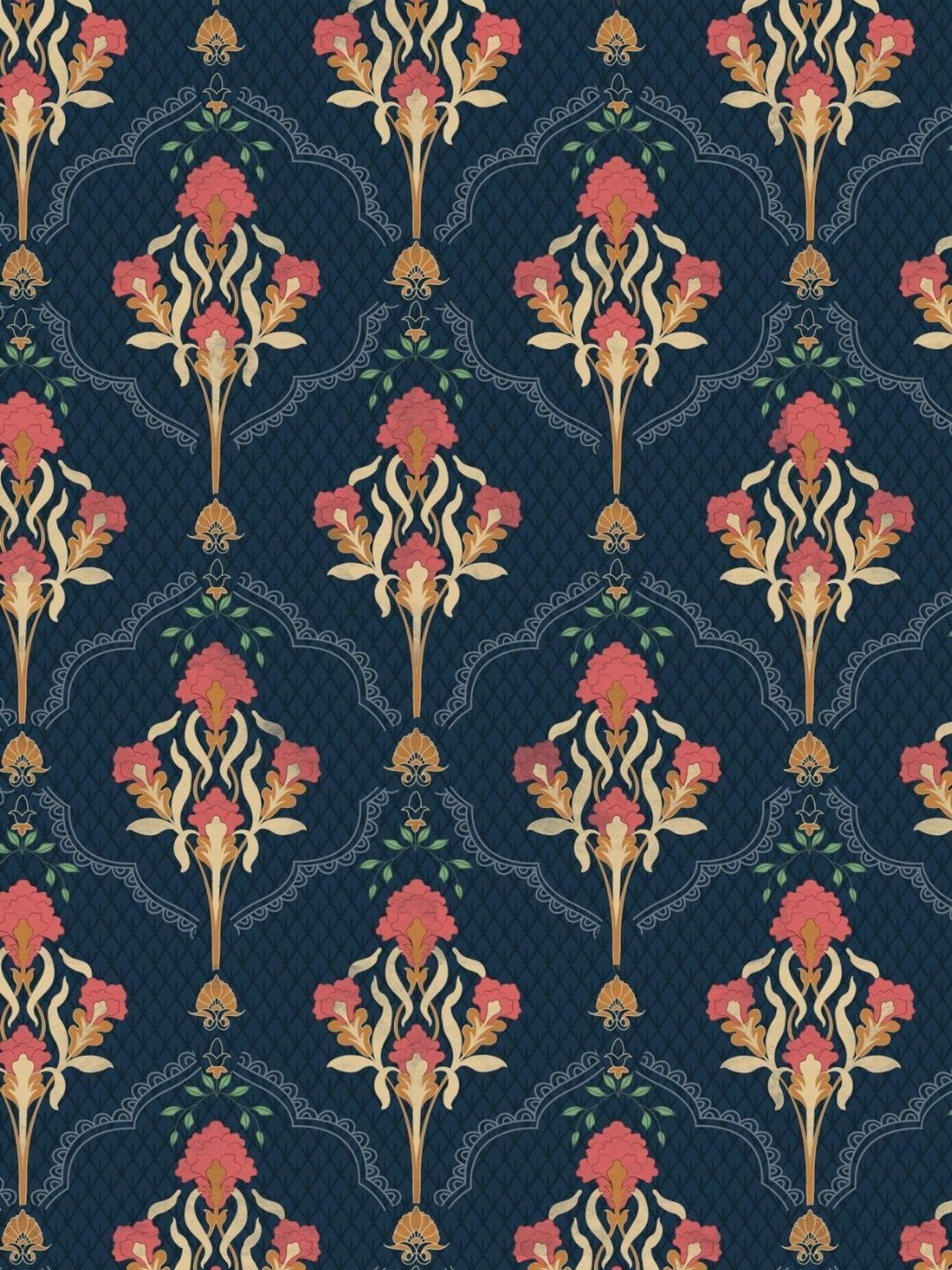 SPACES DRAPE STORY Elegent Digital Print Blue & Coral Polyester 5 ft Window Curtains - Set of 2