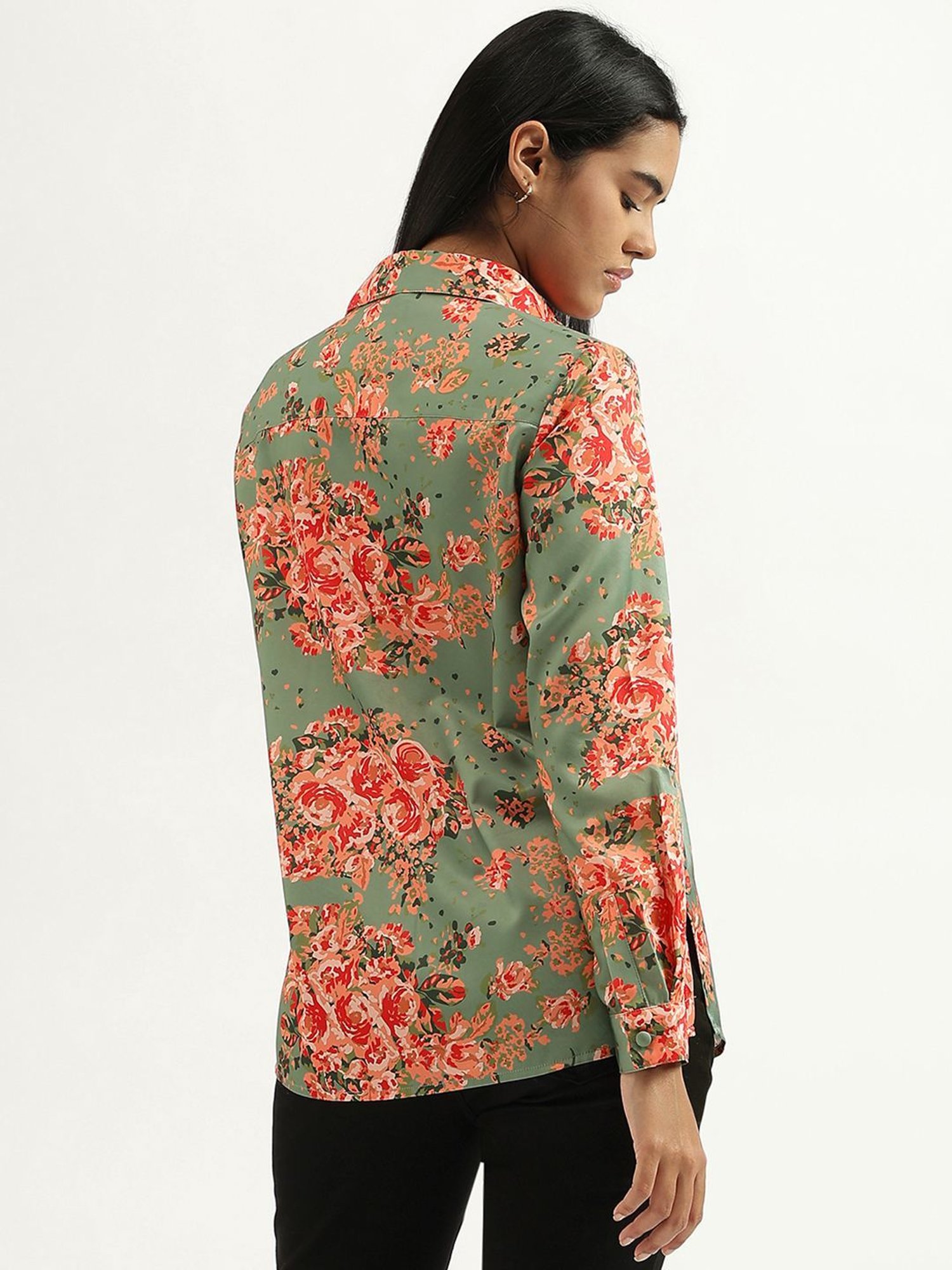 United Colors of Benetton Green Floral Print Shirt
