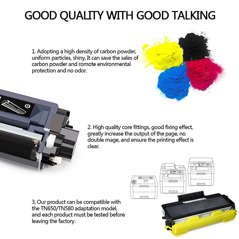 Compatible Toner Cartridge Replacement for Brother TN650 TN650 TN620 TN580 TN580 Toner Cartridges 3 Black for Brother HL5370DW 5250DN 5340D 5240 Brother MFC8890DW 8860DN 8480DN Printer