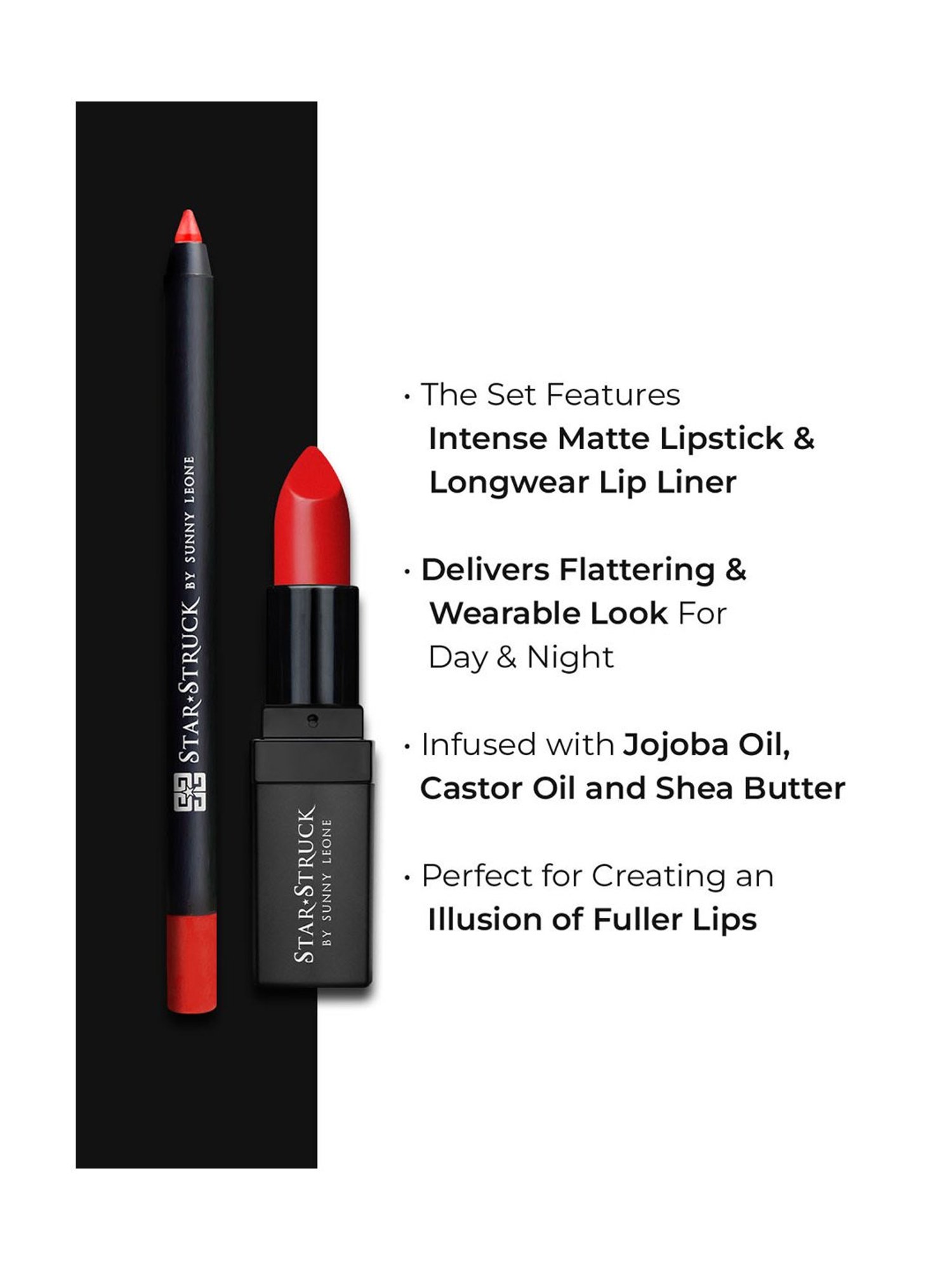 StarStruck By Sunny Leone Lip Gloss+Liner Lip Kit Wine - Pack of 2