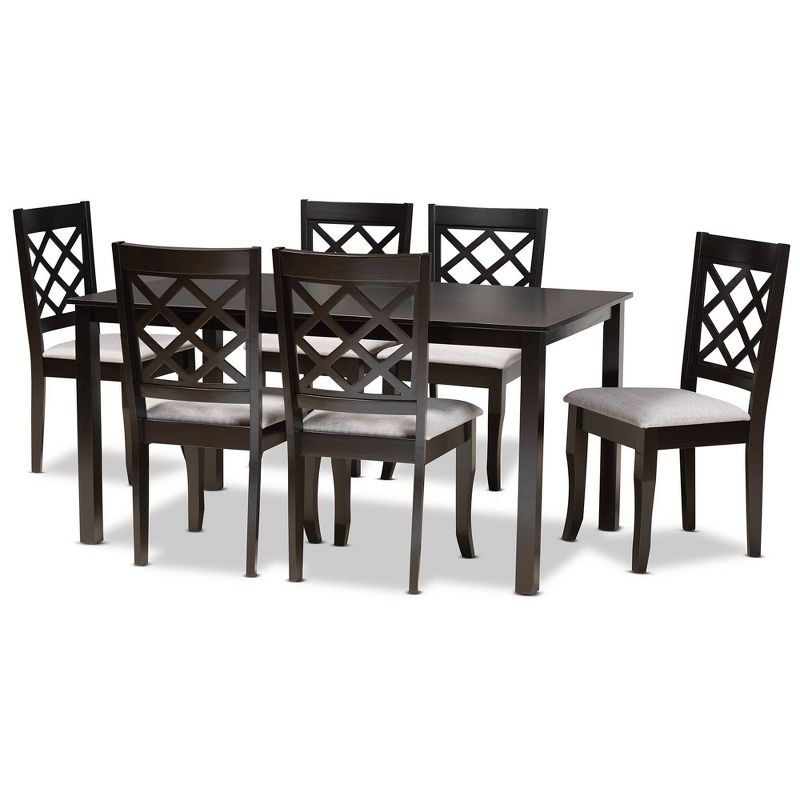 7pc Verner Fabric Upholstered and Wood Dining Set Gray/Dark Brown - Baxton Studio