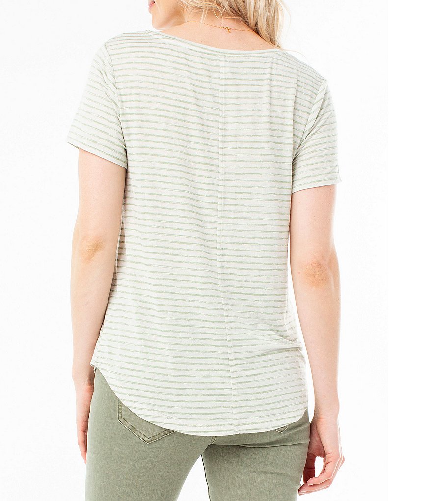 Liverpool Los Angeles Short Sleeve V-Neck Striped Tee