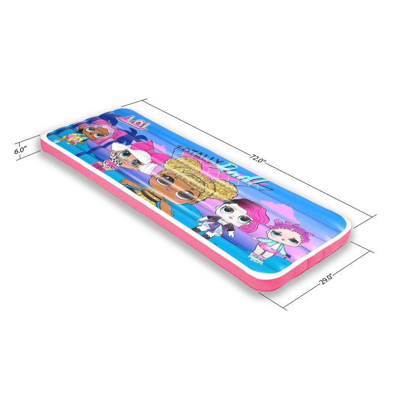 Living iQ Inflatable Jr Twin Portable Small Travel Size Kids Toddler Sleeping Air Bed Mattress, LOL Surprise Totally Rad