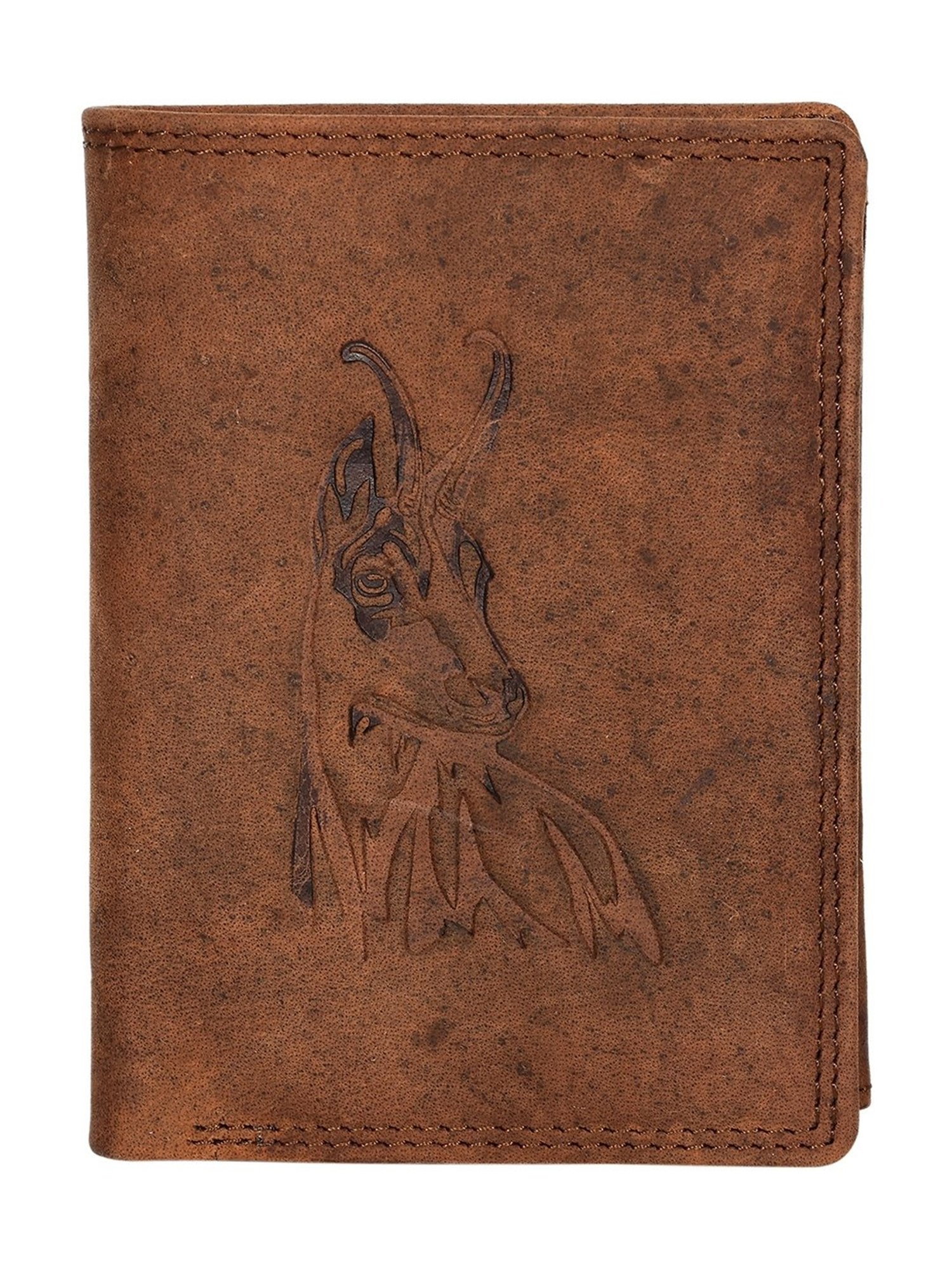 SASSORA Brown ARLO Textured Small Leather Bi-Fold Wallet