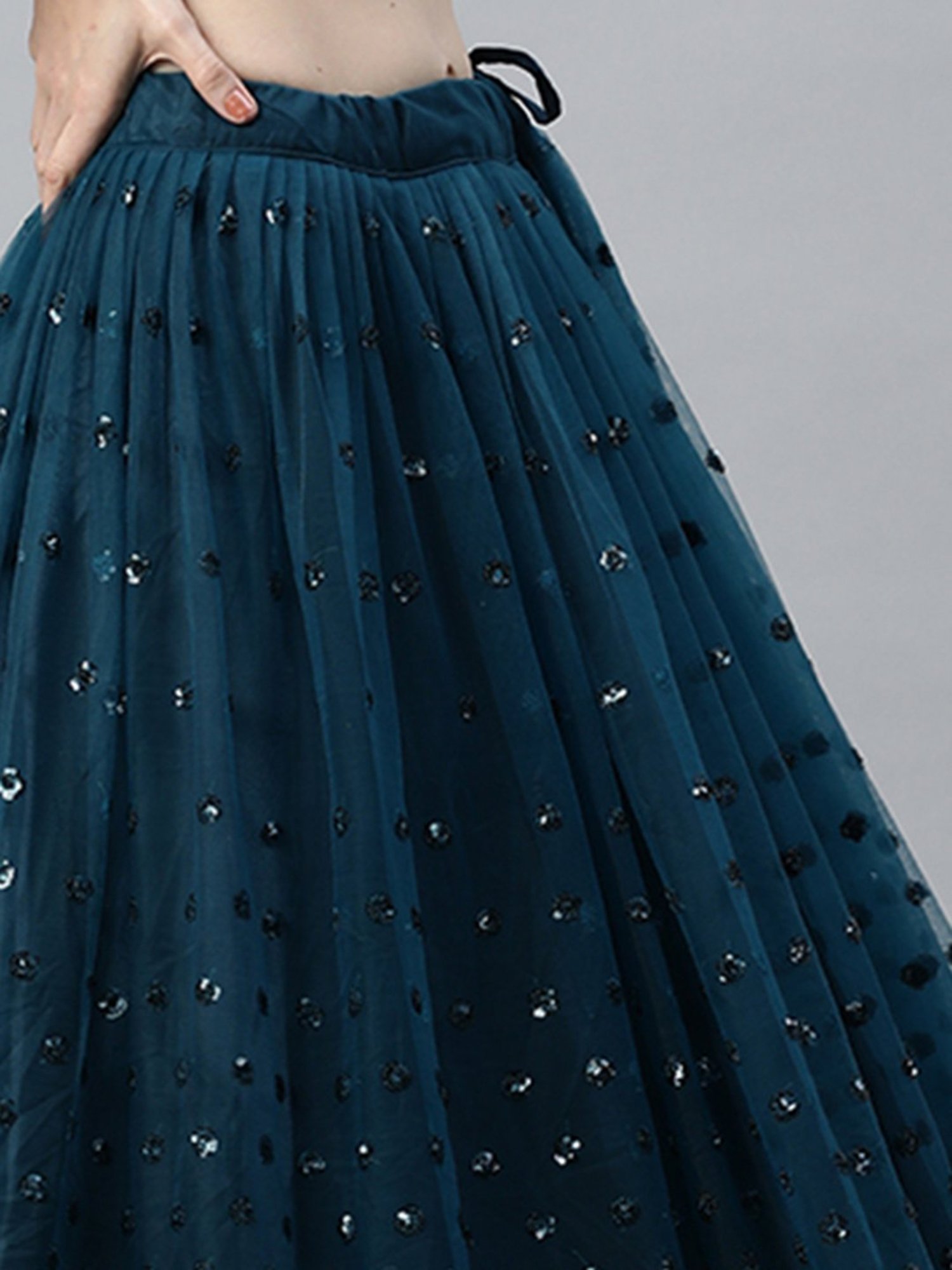 SHUBHKALA Teal Embellished Lehenga Choli Set With Dupatta