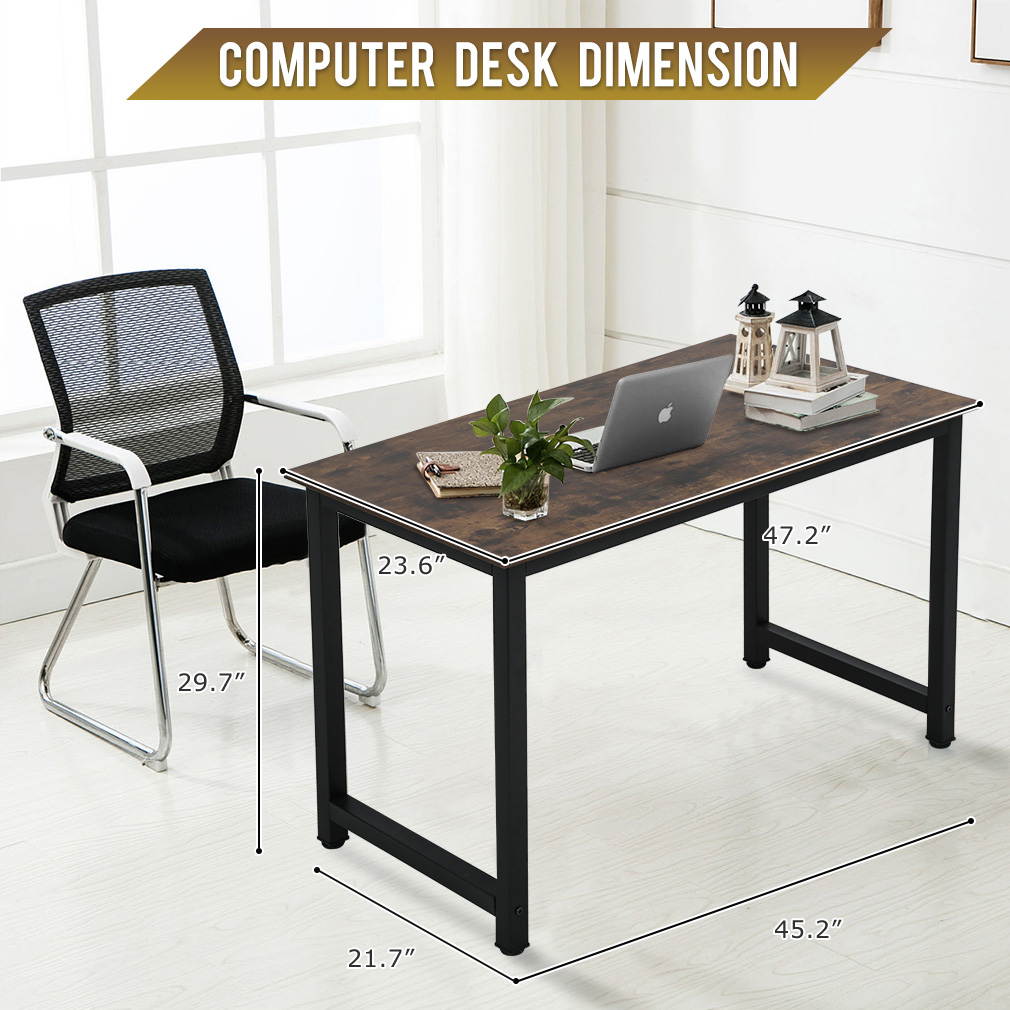 Computer Desk Home Office Desk Gaming Desk Large 47.2&rdquo;W x 23.6&rdquo;D Corner Writing Black Student Art Modren Simple Style PC Wood and Metal Desk Workstation for Small Space
