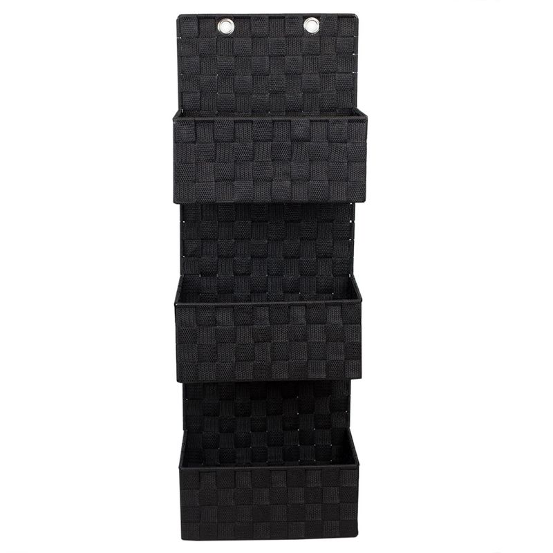 Home Basics 3 Tier  Polyester  Woven  Hanging Organizer, Black