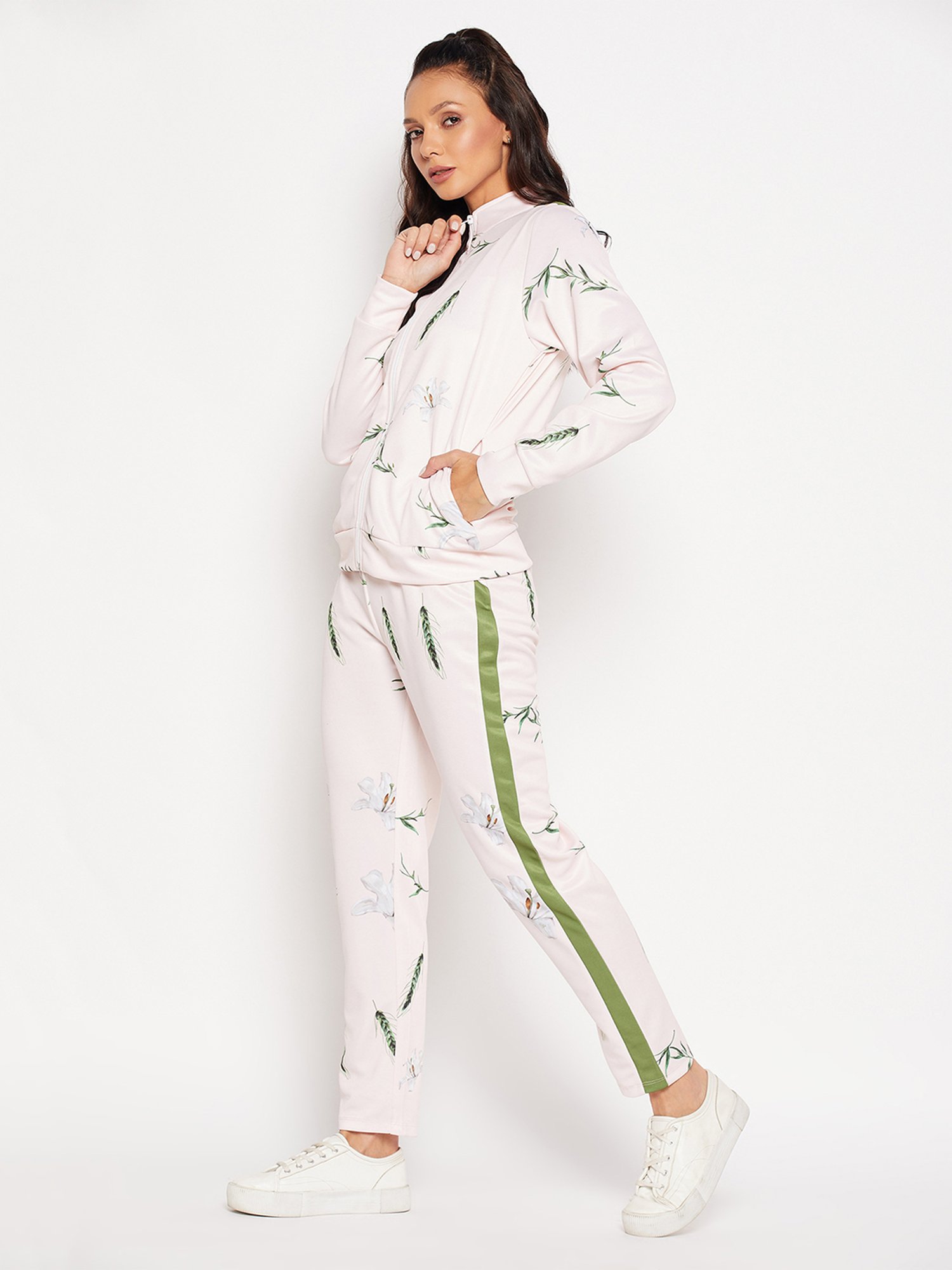 EDRIO Light Pink Cotton Printed Tracksuit