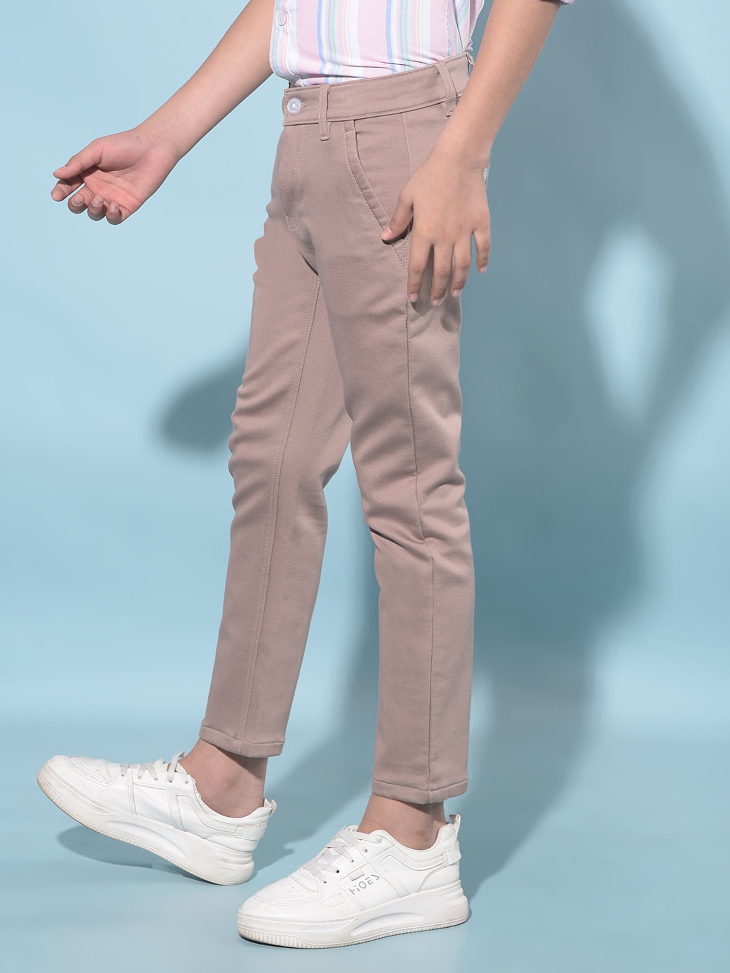 Crimsoune Club Boys Brown Solid Trousers