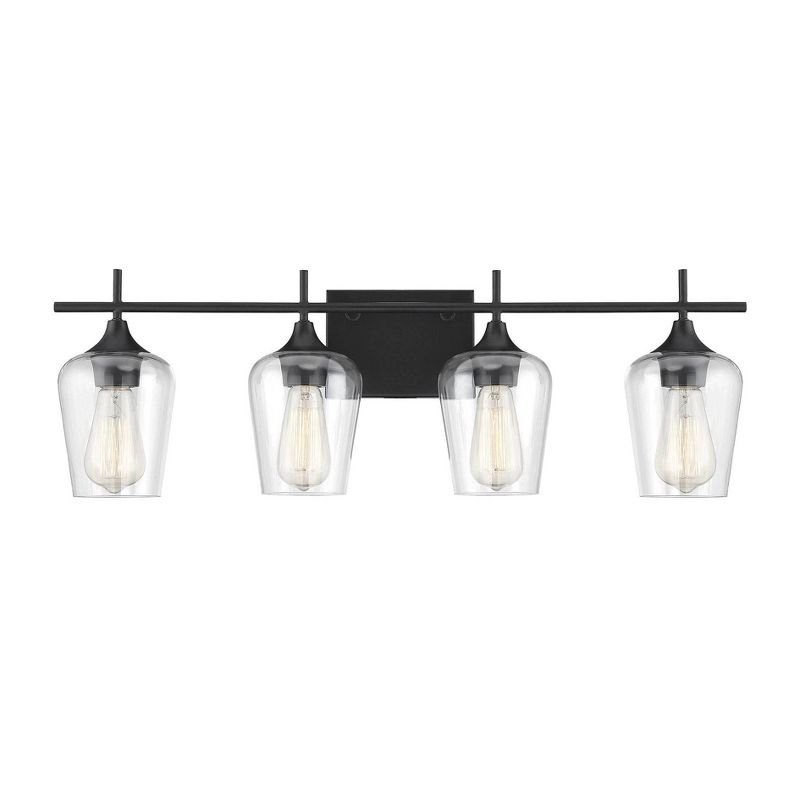 28.75" 4 Light Black Bath Sconce with Glass Clear - Aurora Lighting