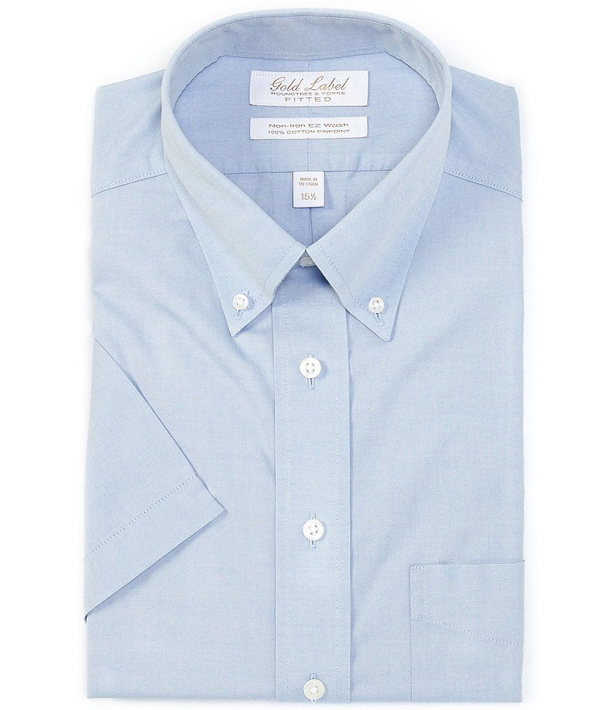 Gold Label Roundtree & Yorke Non-Iron Fitted Button-Down Collar Solid Dress Shirt