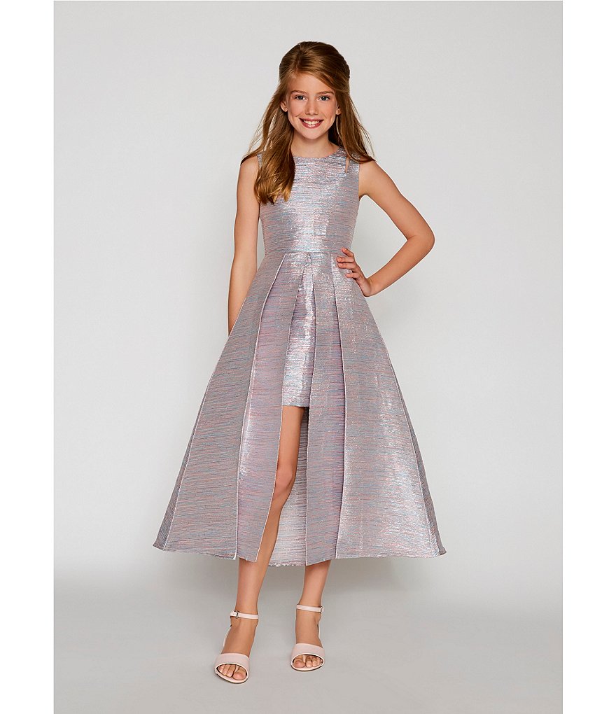 Bonnie Jean Big Girls 7-16 Sequin/Ombre Handkerchief-Hem Dress