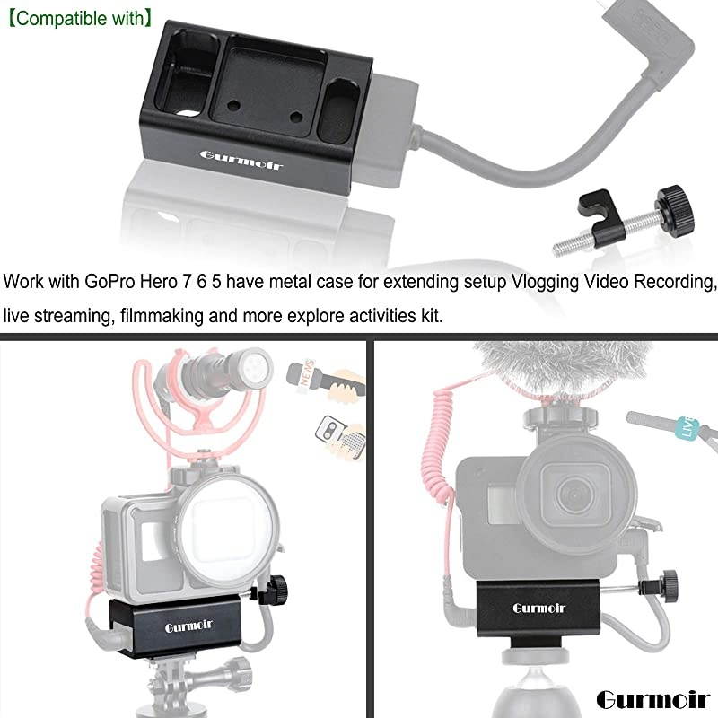 Case Microphone Adapter for Gopro Hero 7 BlackHero 6Hero 5 Action Camera Aluminum Metal Cage Accessories Setup Vlogging Video Recording Kit