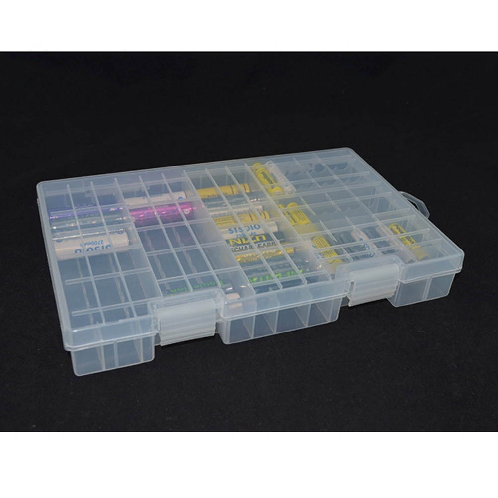 Transparent Portable Battery Organizer Storage Case Holder Double-layer Battery Storage Box Rack For 18650 26650 AA AAA Battery (Transparent)