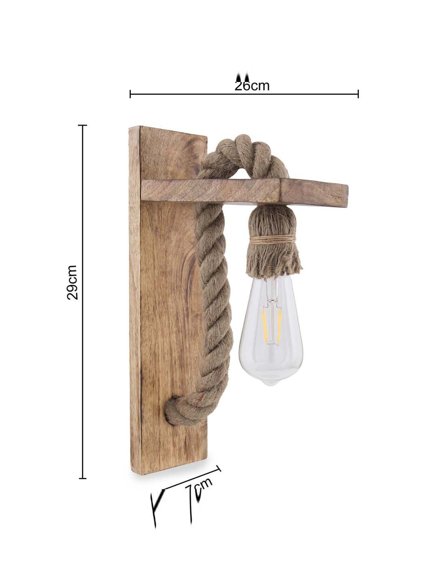Homesake Beige Rope Wall Lamp with Wooden Stand - Set of 1