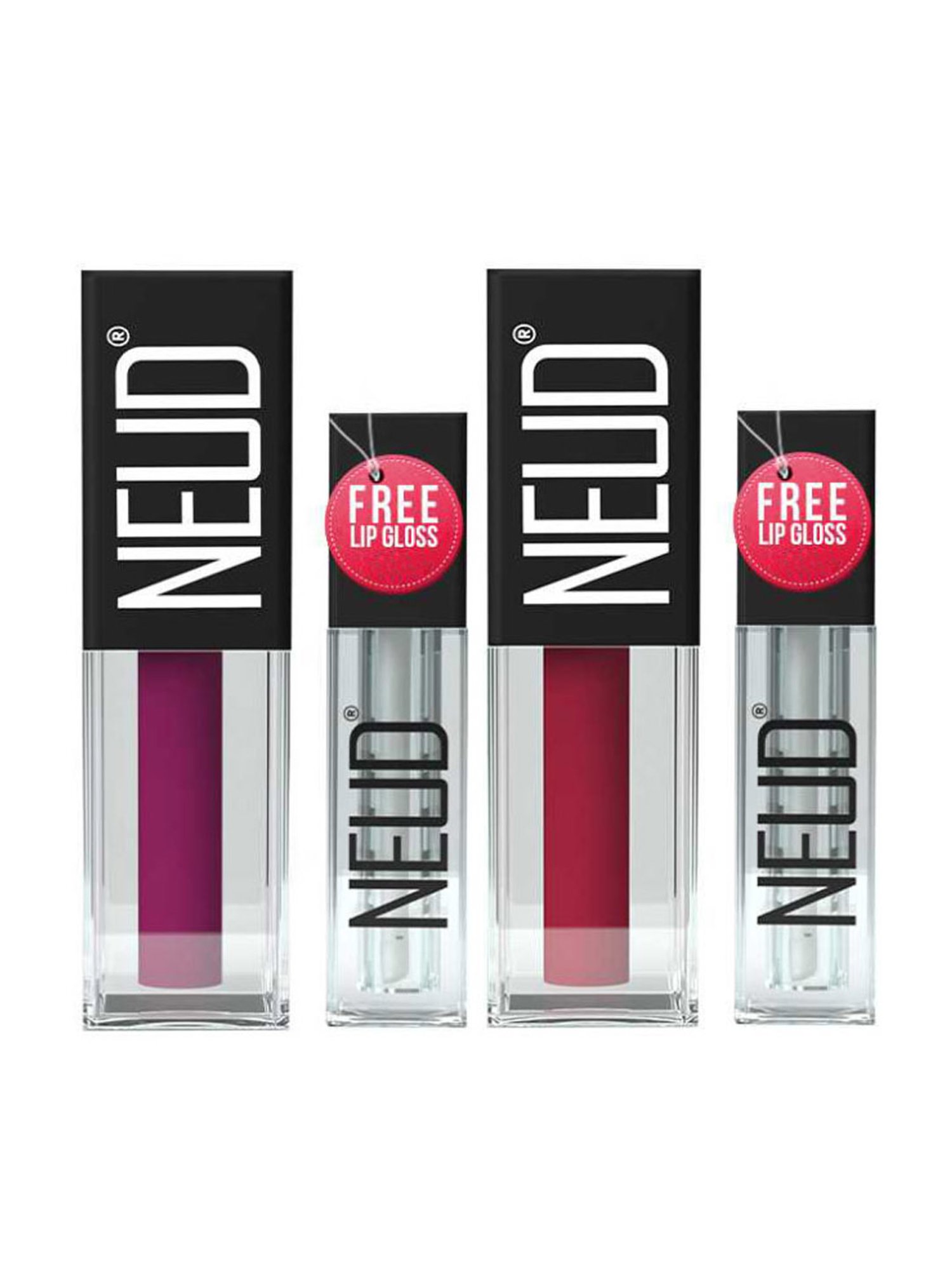Neud Matte Liquid Lipstick Combo Peachy Pink & Boss Lady with Two Lip Gloss Free