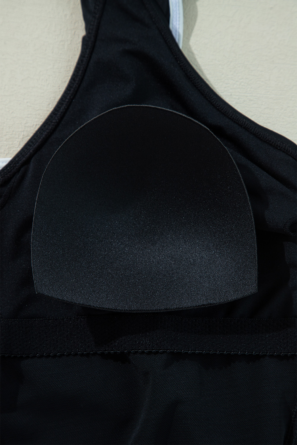 Black Plant Print Zip Front Half Sleeve One Piece Swimsuit