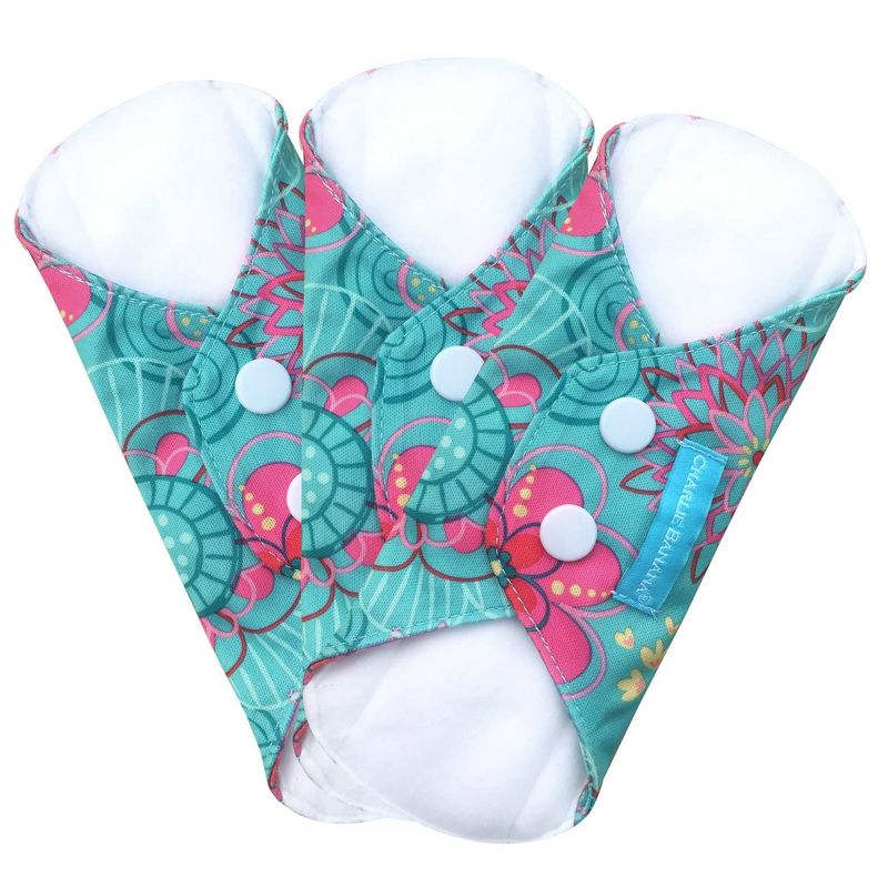 Charlie Banana Feminine Pad Super Absorbency - Peony Blossom - 3pk