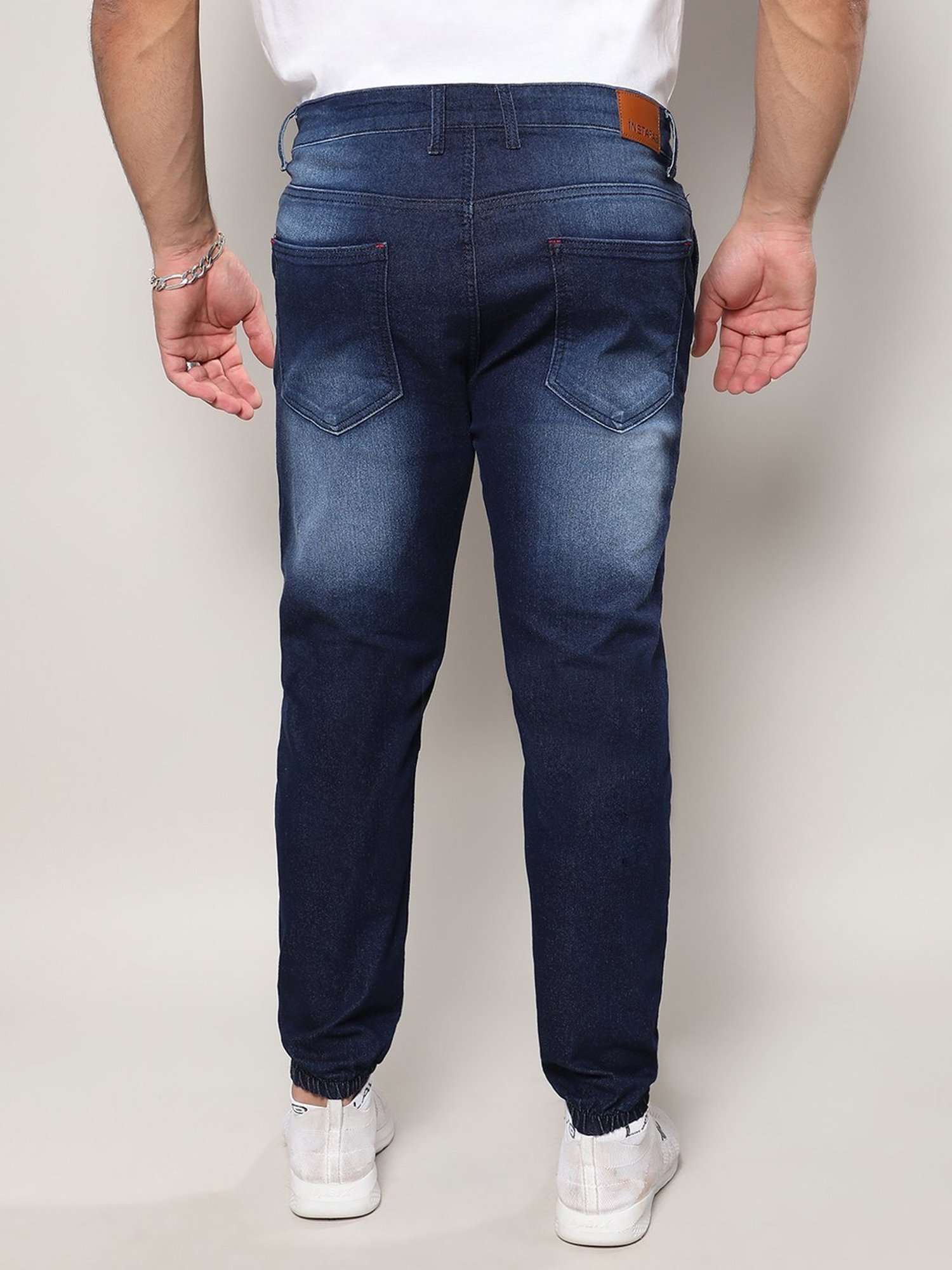 Instafab Plus Blue Regular Fit Plus Size Jogger Jeans