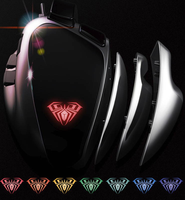 AULA S10 Ergonomic Design, Cool Exterior Wired 4000DPI 8-button Gaming  Mouse For Office And Game, Adjustable Grip Style,7 Breathing Light Modes -Pearl White