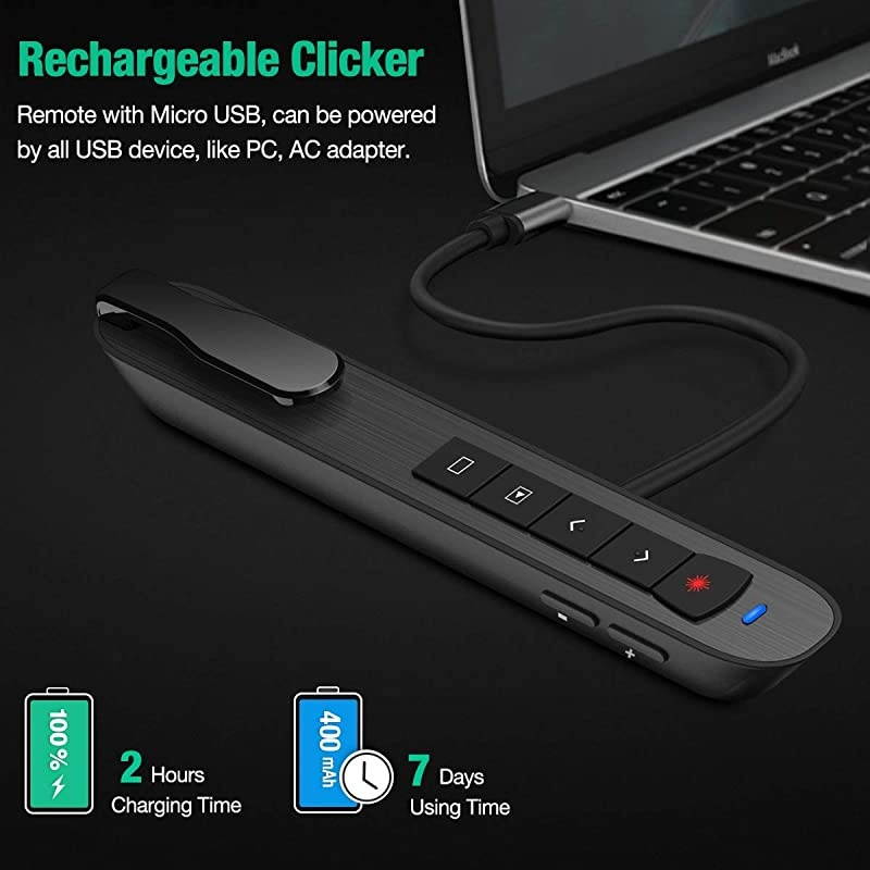 Wireless Presenter Remote RF 24GHZ Presentation Remote USB Control Power Point Clicker Presentation Clicker for KeynotePPTMacPC