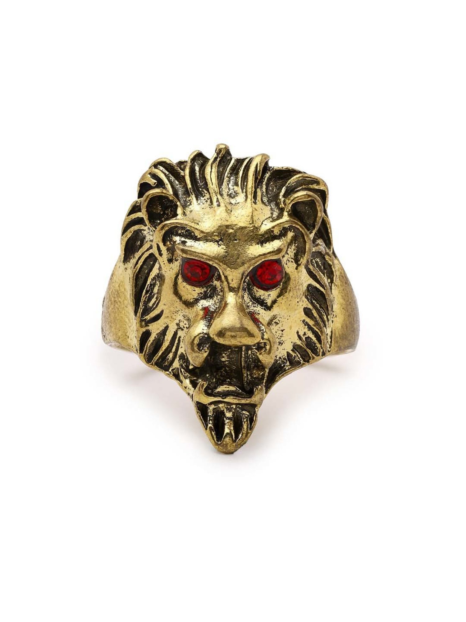 Bold by Priyaasi Royal Elegance Lion Face Gold Plated Ring
