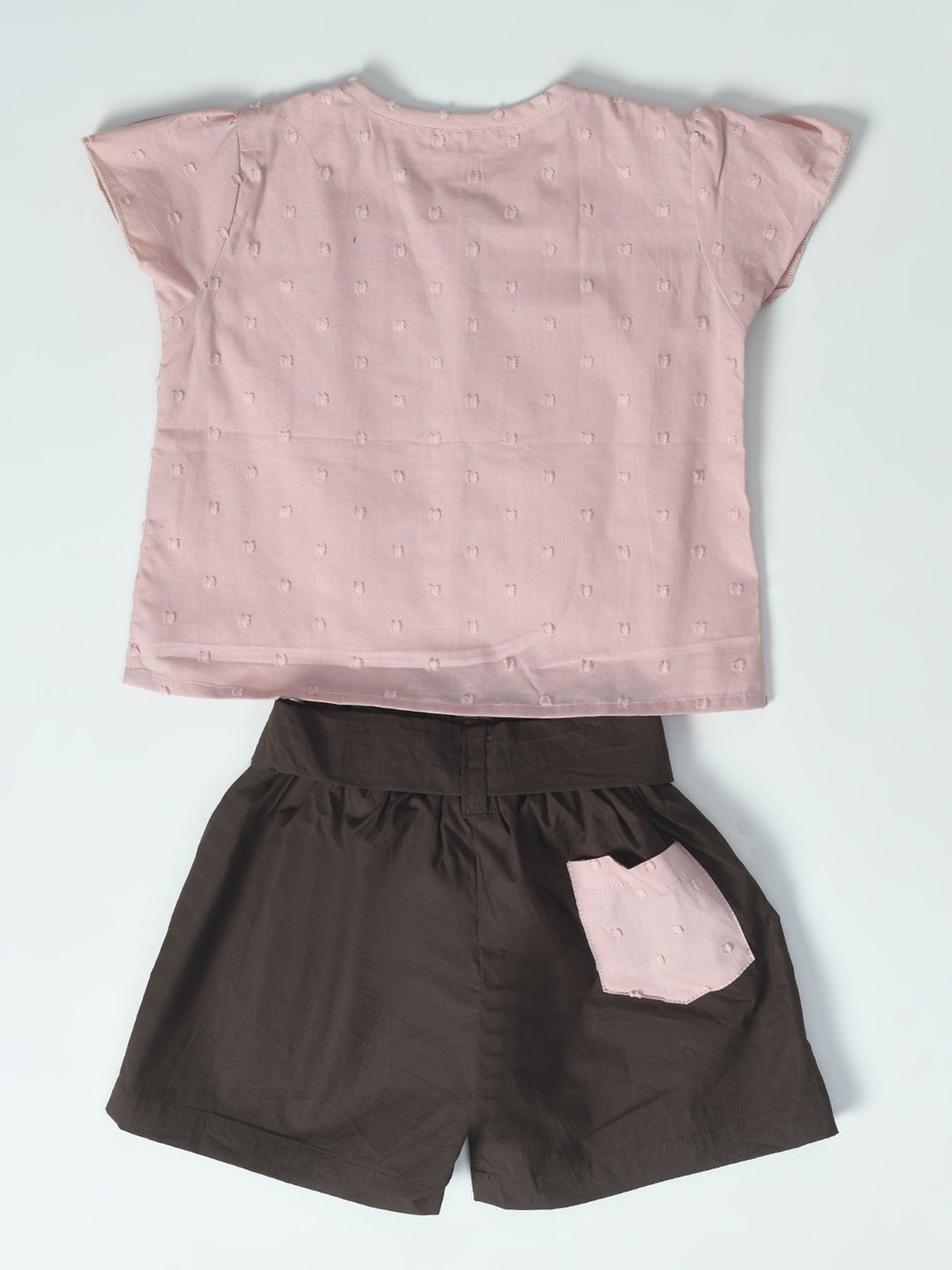 Bella Moda Kids Pink & Black Self Design Top With Shorts