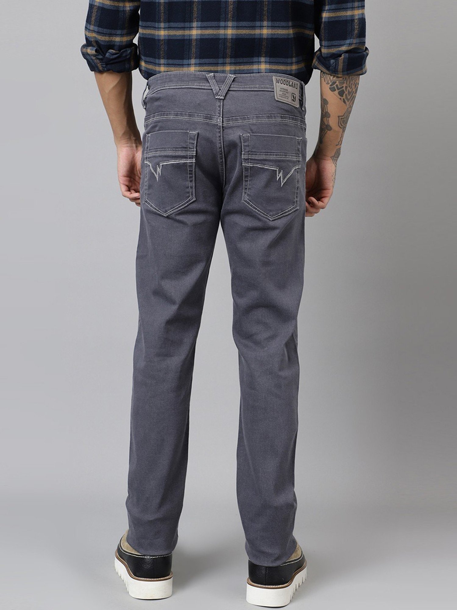 Woodland Grey Cotton Regular Fit Jeans