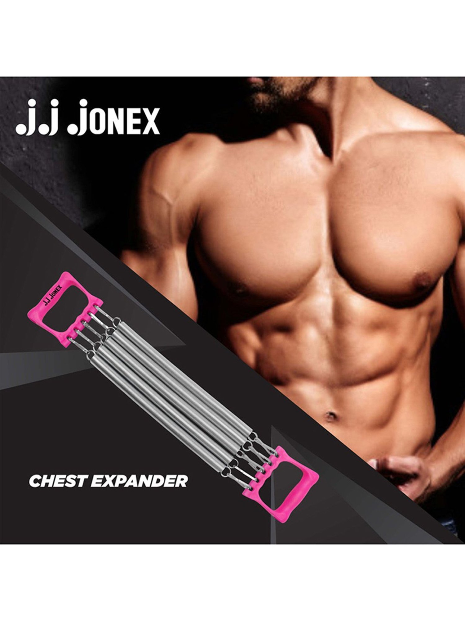 JJ Jonex Professional Gym Exercise Chest Pull Expander Fitness Puller 5 Spring (Pink)
