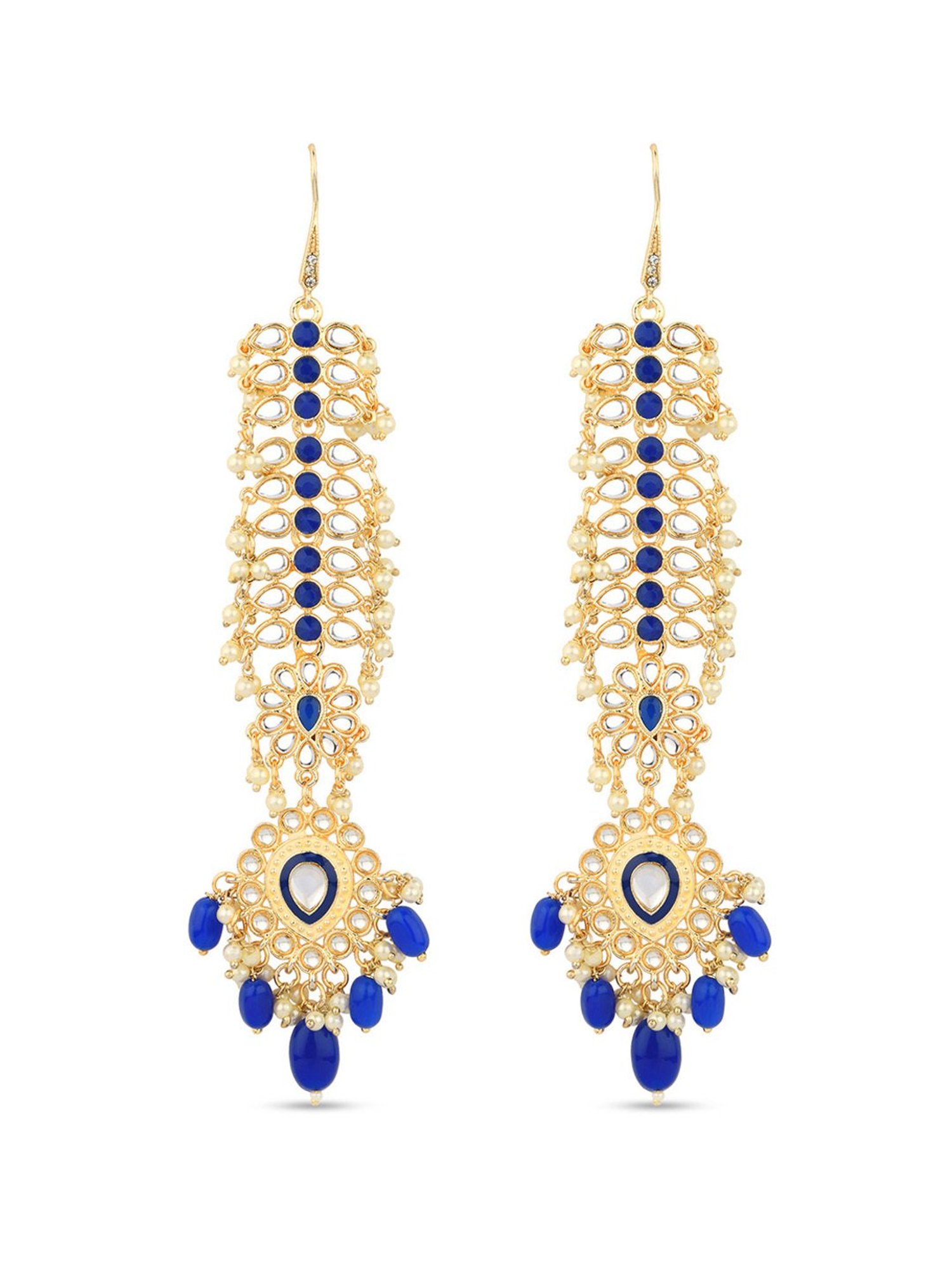 Fida Ear Chain Navy Blue Slave Earrings