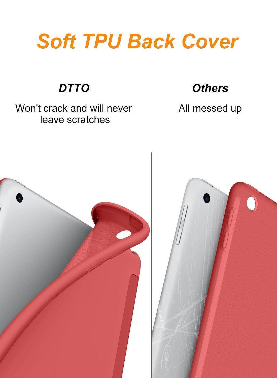 DTTO iPad 9.7 Case 2018 iPad 6th Generation Case/2017 iPad 5th Generation Case, Slim Fit Lightweight Smart Cover with Soft TPU Back Case for iPad 9.7 2018/2017 [Auto Sleep/Wake] - Bright Red