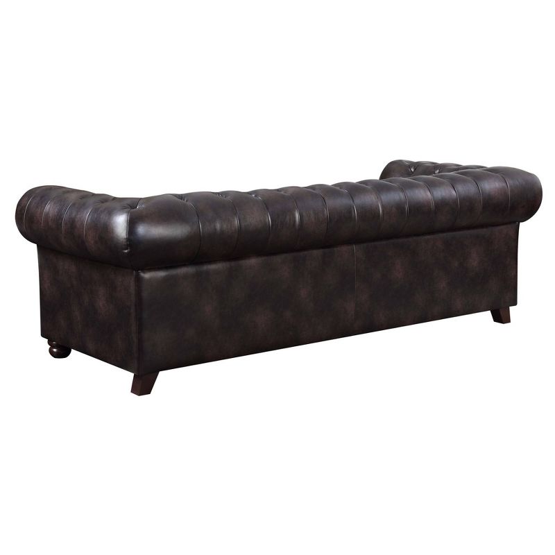 2pc Fallon Faux Leather Living Room Set Dark Brown - Picket House Furnishings