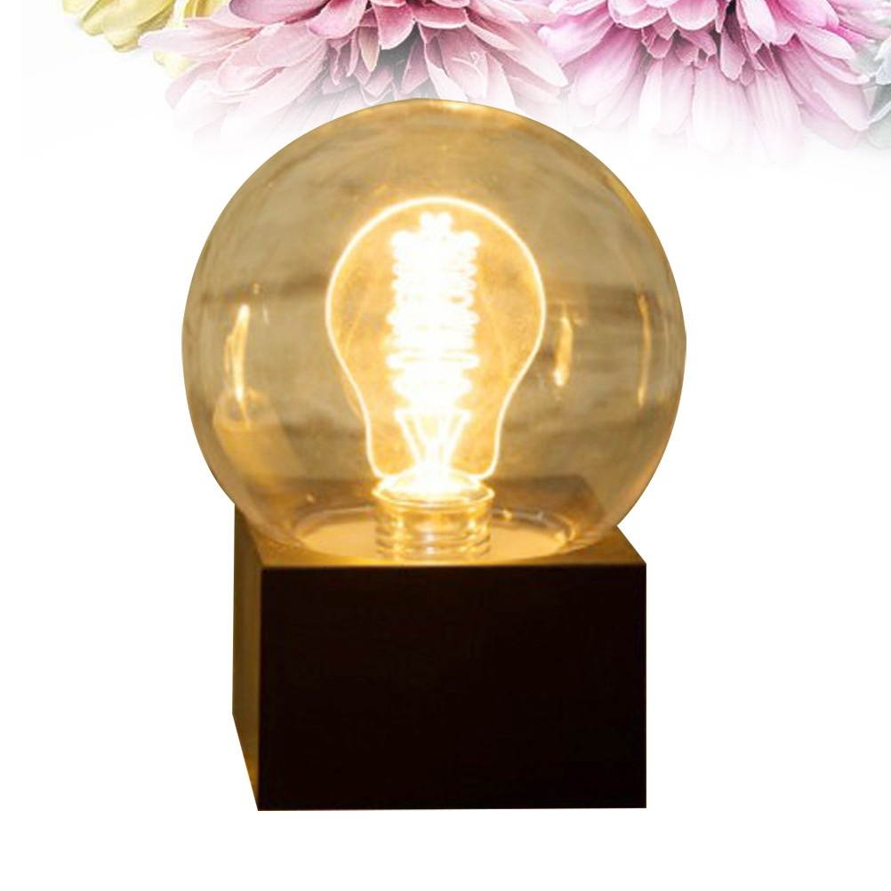 USB Rechargeable Battery Operated Creative Vintage Small Bulb Night Light Bed Room Lamp Home Decor (Black)