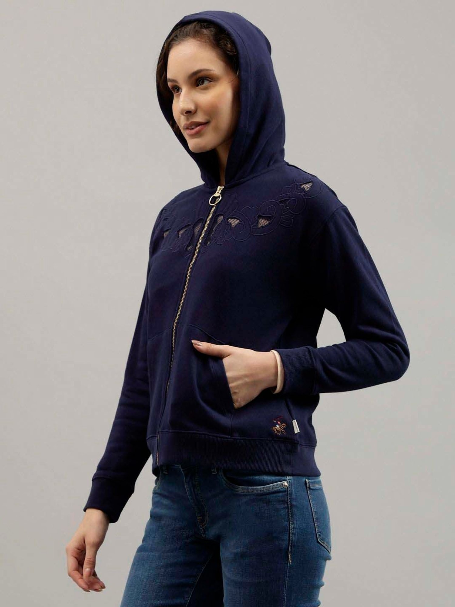 Beverly Hills Polo Club Navy Self Pattern Hoodie