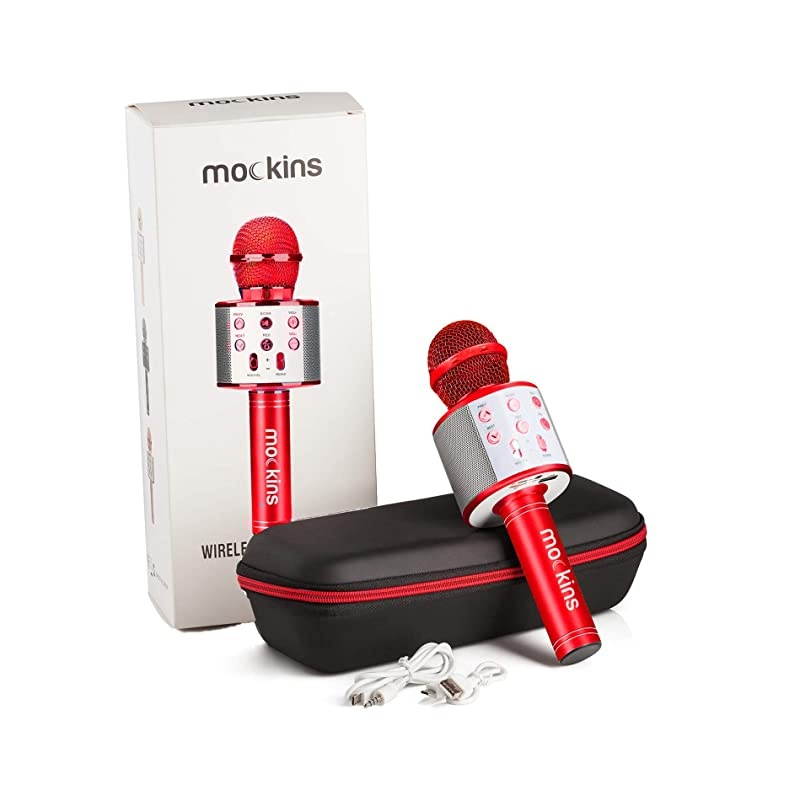 Wireless Bluetooth Karaoke Microphone with Built in Bluetooth Speaker AllinOne Karaoke Machine | Compatible with Android iOS iPhone Red Color