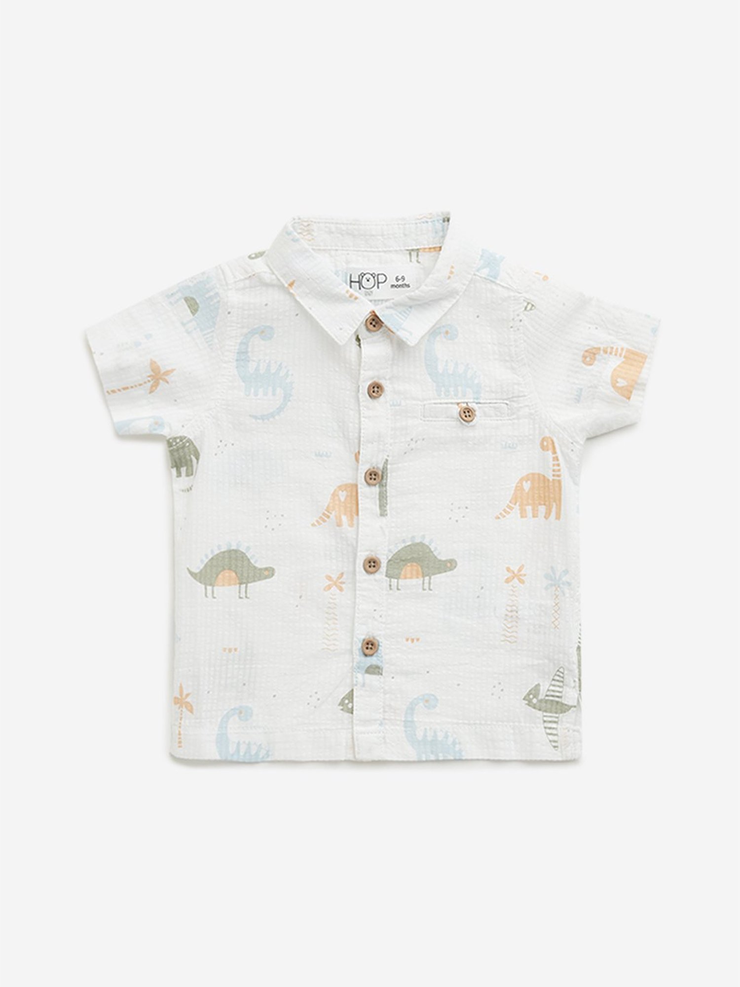 Pantaloons Baby White Cotton Printed Shirt