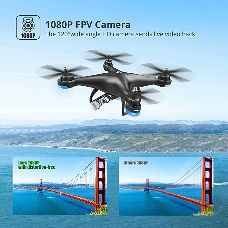HS110D FPV RC Drone with 1080P HD Camera Live Video 120&deg;WideAngle WiFi Quadcopter with Gravity Sensor Voice Control Gesture Control Altitude Hold Headless Mode 3D Flip RTF 2 Batteries
