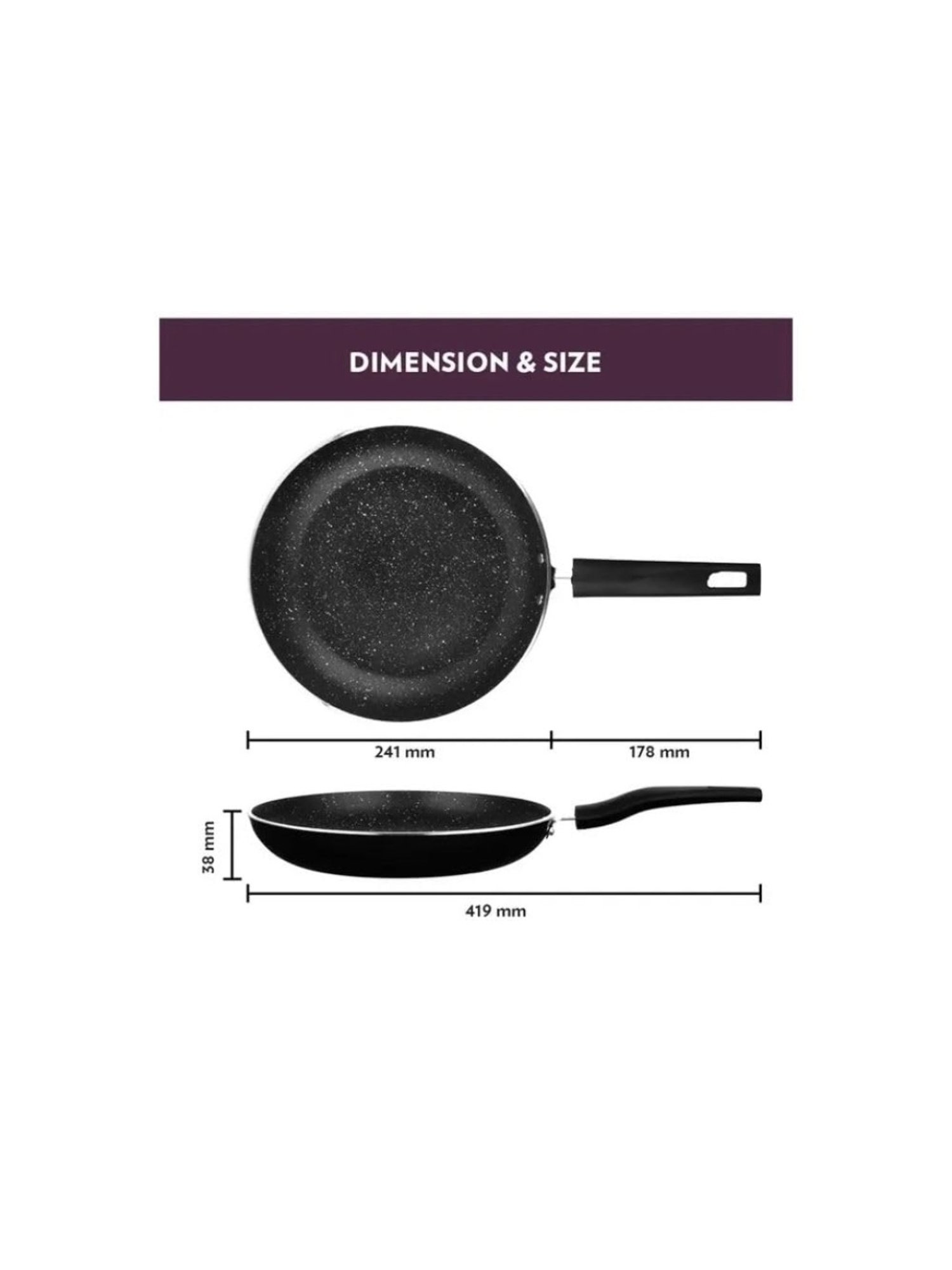 Borosil Black Aluminium Fry Pan - (1000ml)