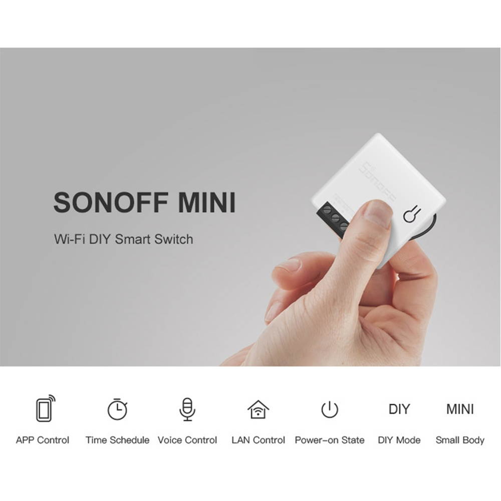 SONOFF MINI DIY Two Way Smart Switch Small Body Remote Control WiFi Switch Support An External Switch Work With Google Home/Nest IFTTT & Alexa
