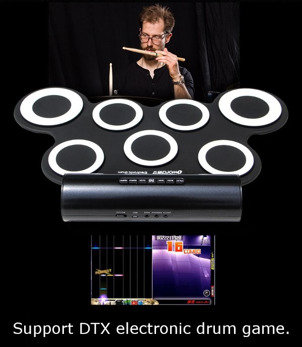 Portable USB MIDI Portable Roll Up Electronic Drum Digital Drum set Kit Pedal